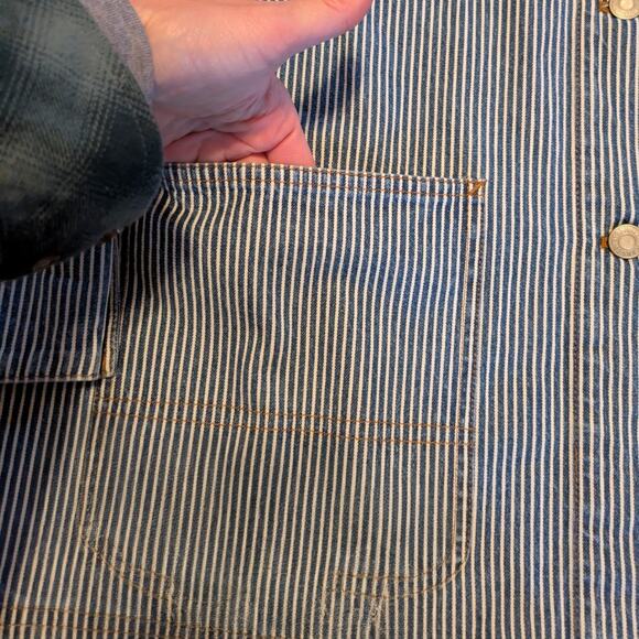 Ralph Lauren LJC Coat Jacket Womens Large Vintage Railroad Stripe Chore Utility - Picture 7 of 12